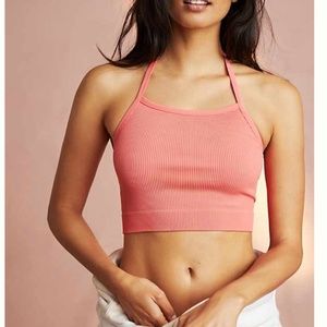 Anthropologie Seamless Halter Bra in coral NWT